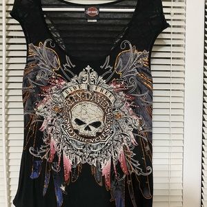 Harley Davidson side tie tunic with bling